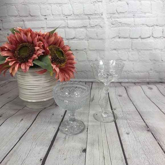 vintage set of 2 champagne pedestal stem - Picture 1 of 10